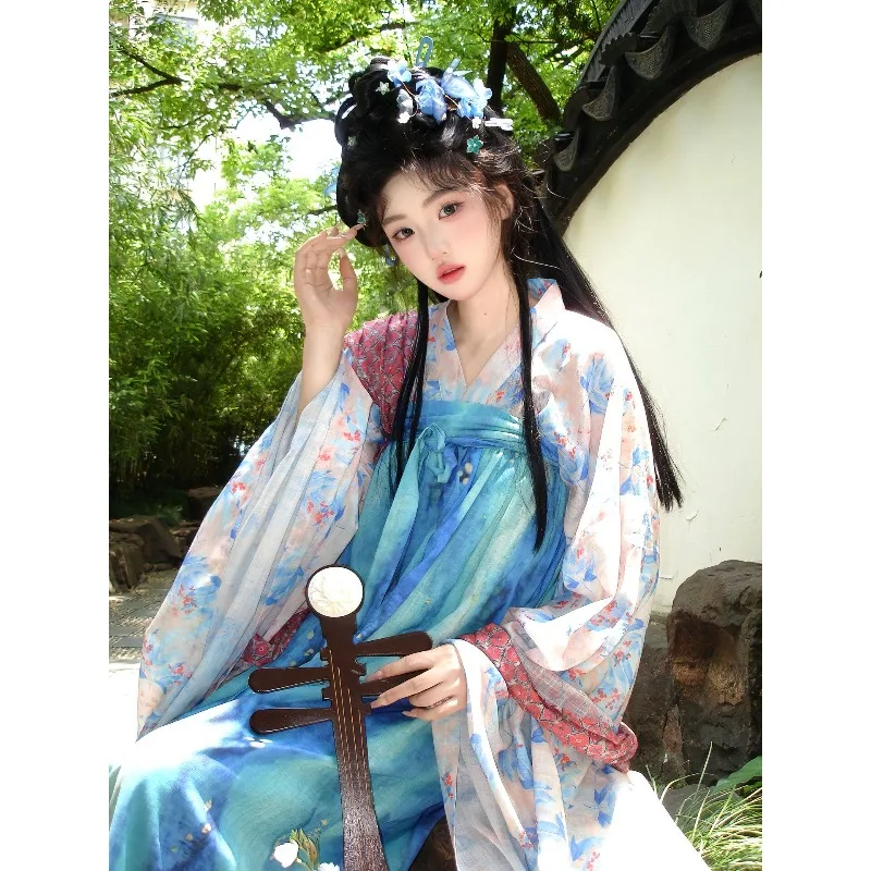 

Hanfu women's small print Chinese style Tang Dynasty chest skirt daily spring and summer suit