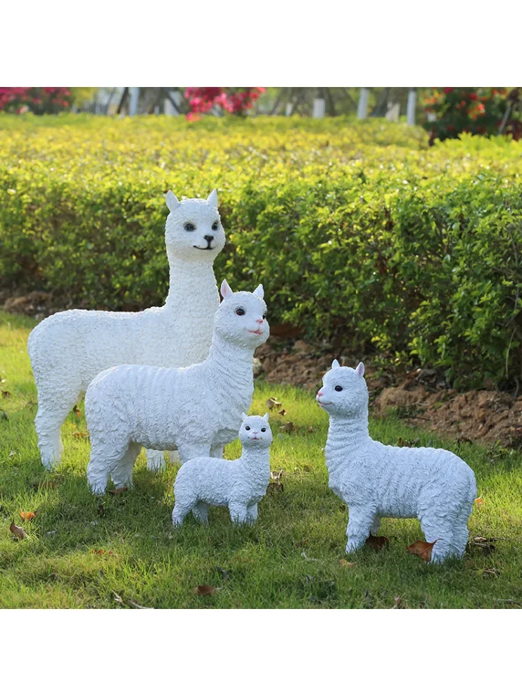 Courtyard Decoration Outdoor Garden Lawn Decorations Resin Simulation Alpaca Small Animal Fairy