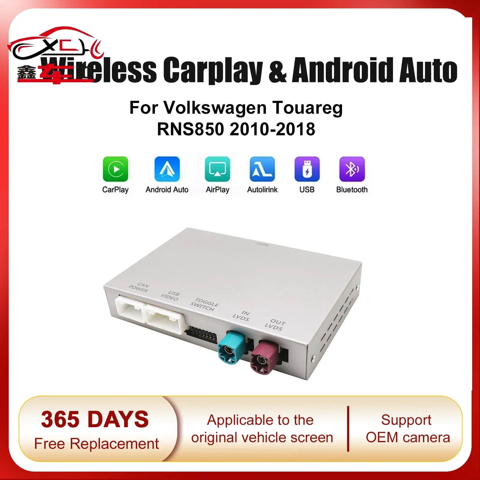 

Wireless CarPlay Interface For Volkswagen Touareg RNS850 2010-2018 with Android Auto Voice Control Mirror Link camera