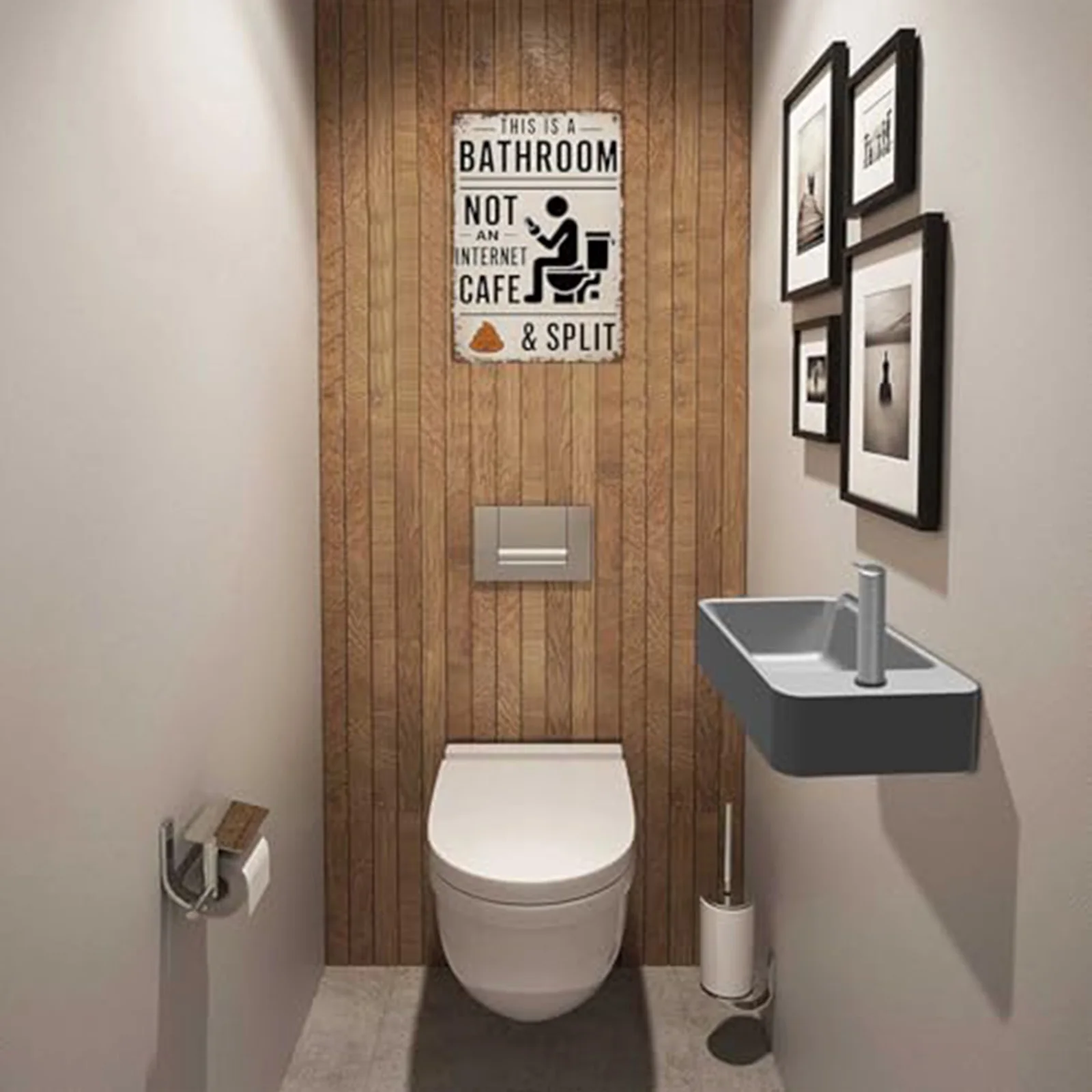 Vintage Metal Tin Sign This Is A Bathroom Not An Internet Cafe Quotes Retro Metal Sign Funny Sarcastic Bathroom Toilet Decor