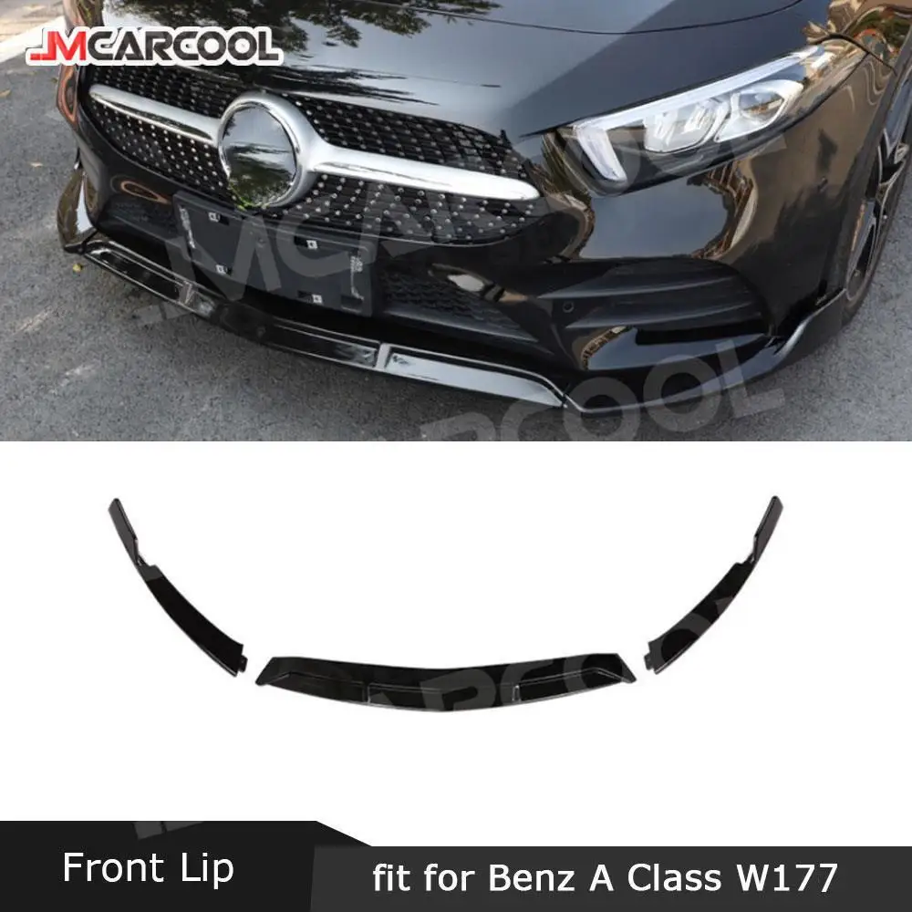 

JMCARCOOL Front Lip Spoiler For Mercedes Benz A Class W177 Sport A200 A180 250 For AMG Line 2019 2020 ABS Black Bumper Protector