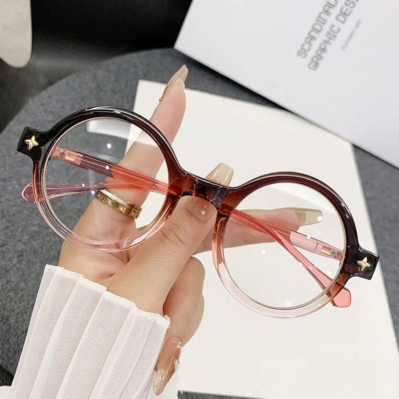 إطار نظارات نسائي على شكل دائري نمط جديد حجب الضوء الأزرق إطارات النظارات مكتب الكمبيوتر الرجال النظارات
