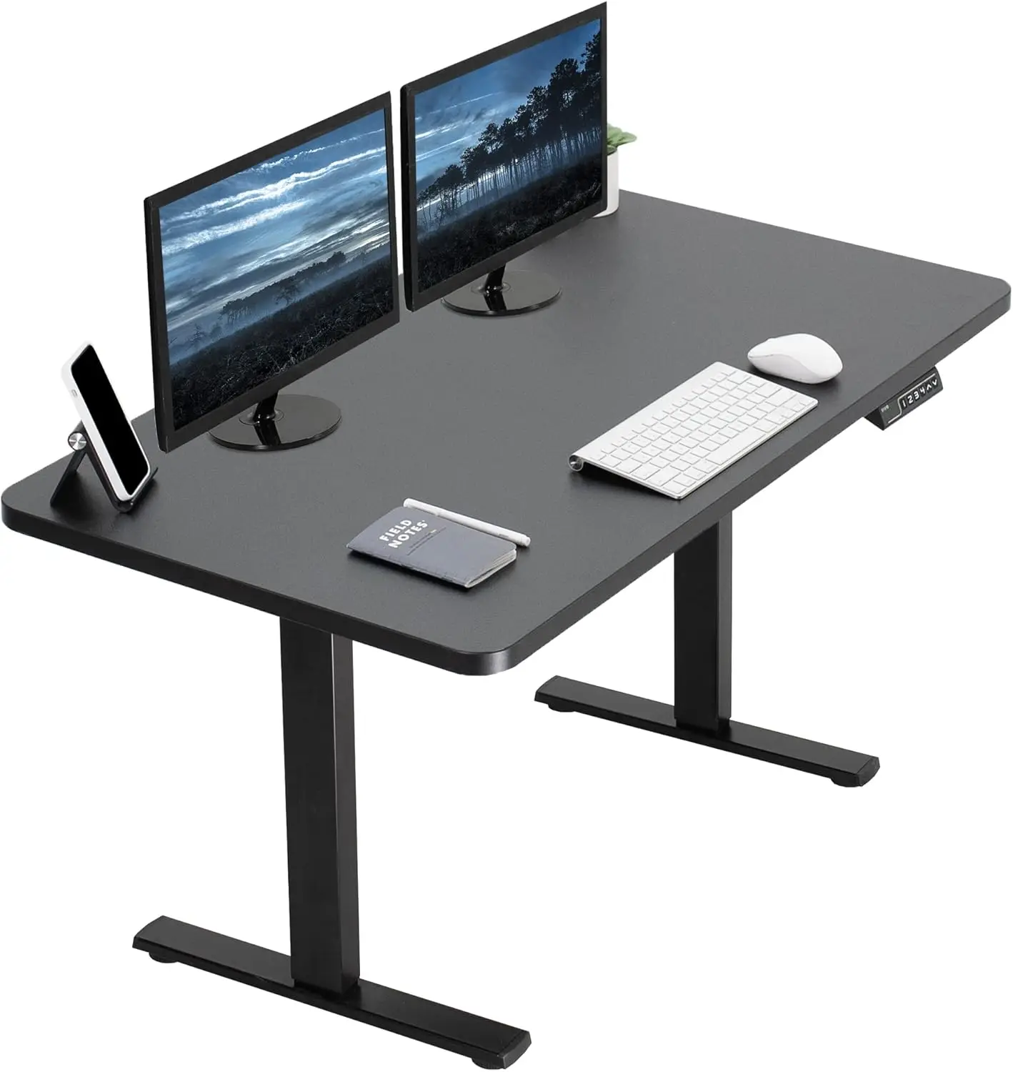 

Electric 43 x 24 inch standing desk workstation, memory controller height adjustment Black top, black frame