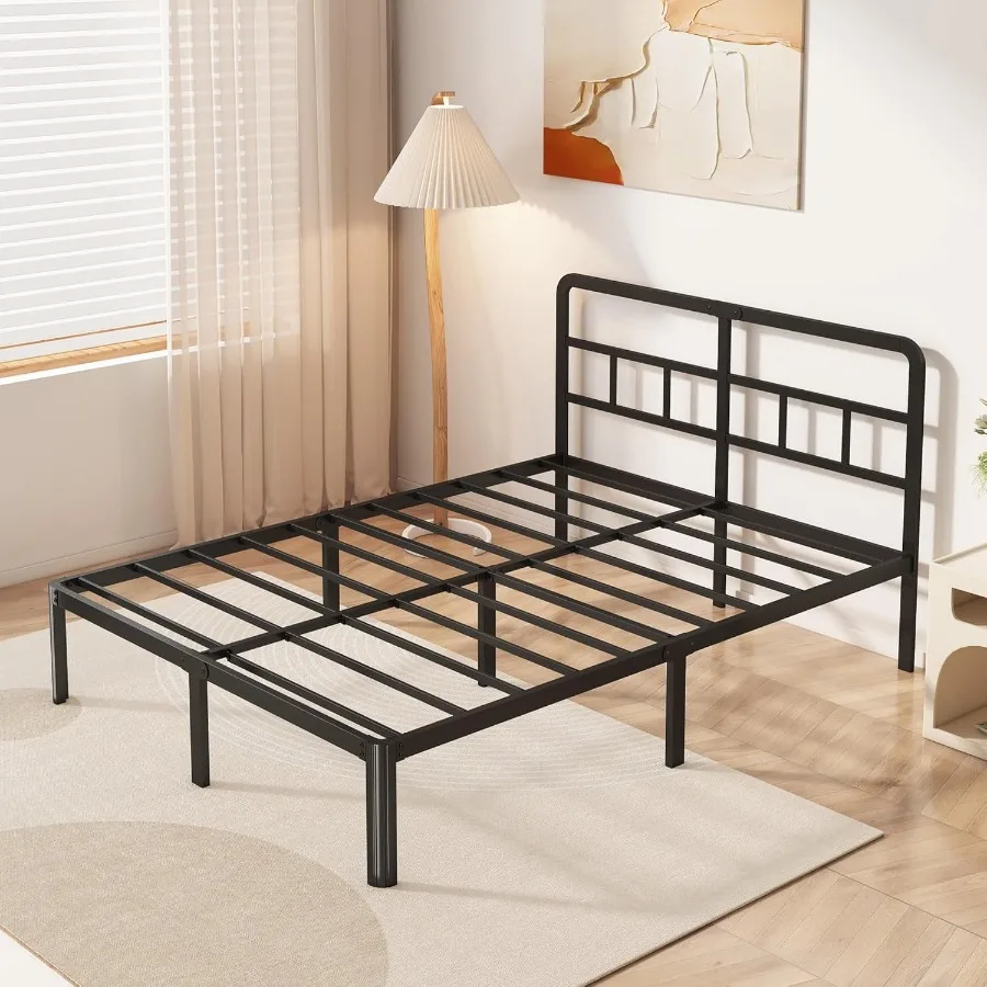 14 Inch Full Bed Frame with Headboard Heavy Duty Metal Metal Full Size Platform Bed Frame No Box Spring ed with Rounded Corner