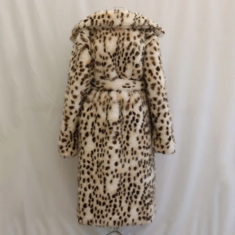 고품질 레오파드 프린트 모피 코트, 여우털 모방 코트, 2025 겨울 신상 여성용 벨트 모피 코트, 여성용 오버코트 H611