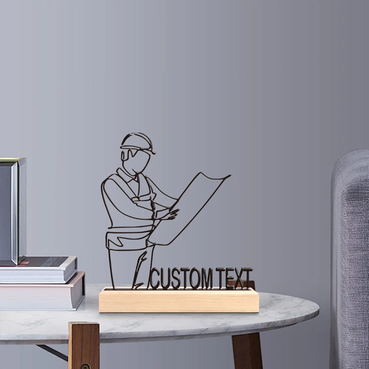 1pc Metal Ornaments with Customizable Names Custom Name With Wooden Base Modern Rural Home Desktop Decorations