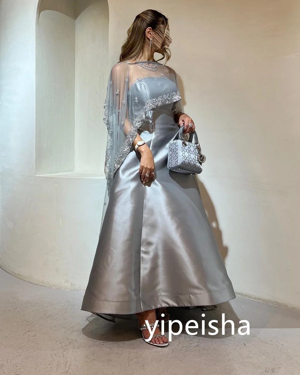 Customized Elegant Pleat A-line O-Neck Midi Dresses Evening Dresses Classic Exquisite Modern Style Pastrol Unisex Chinese Style