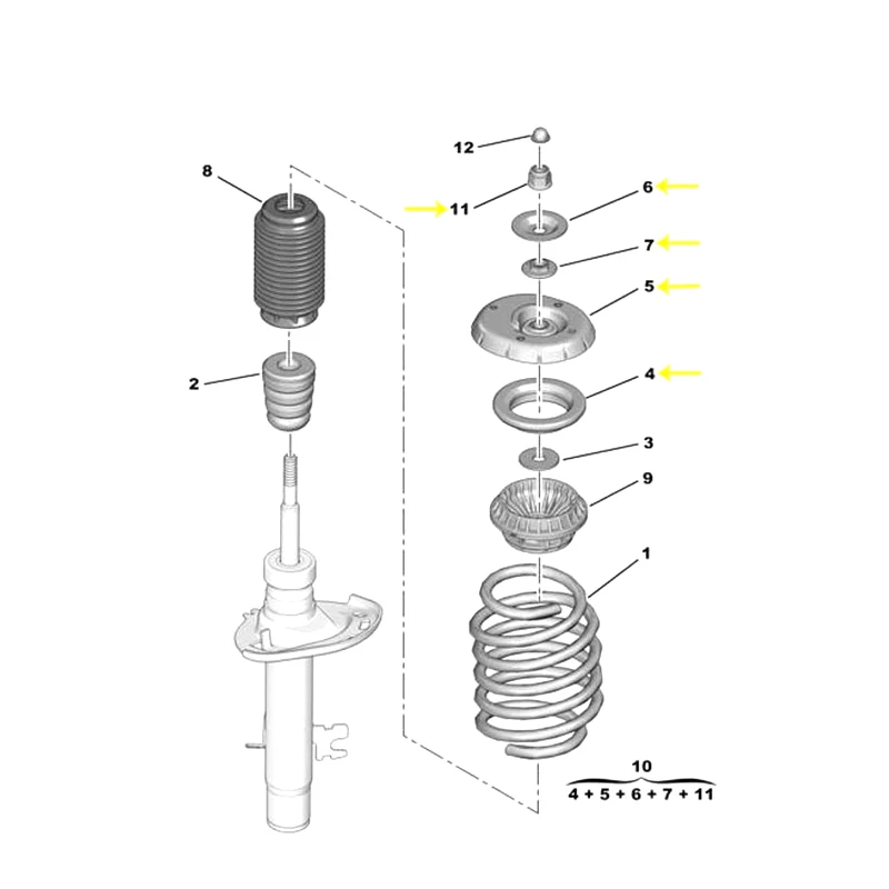 

5031F2 для Peugeot 207 208 2008 301 Citroen C3 Picasso C4 DS3, передняя подвеска, стойка, верхнее крепление, подшипник, комплект амортизации503527
