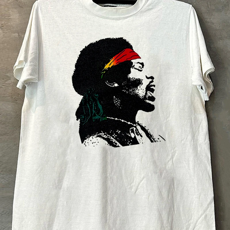 Bob Marley Singer Portrait American Heavyweight Pure Cotton Short Sleeve T-Shirt round Neck Casual Loose Fit Teen Summer Top