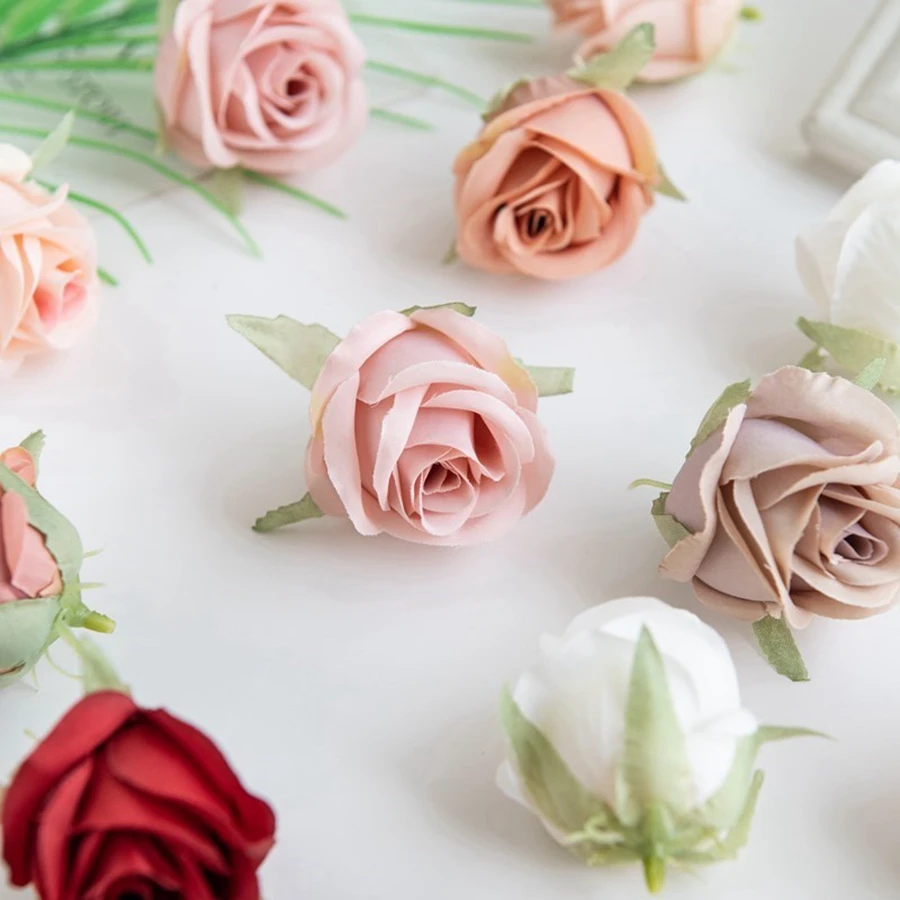 100 Pieces Of Rose Head Household Wedding Supplies Decoration Craft Home Decor Christmas Wreath Scrapbook Silk Artificial Plants