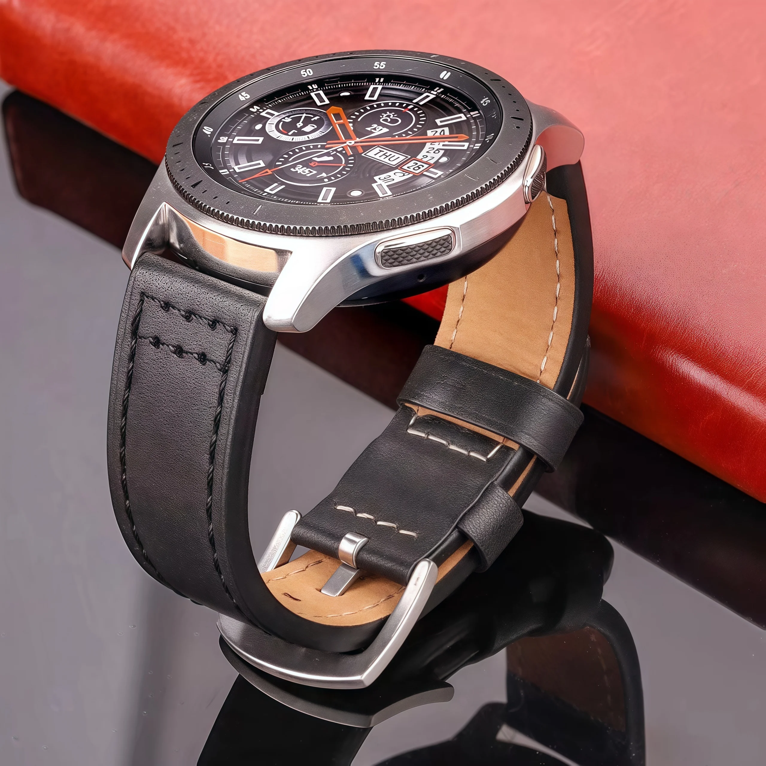 Genuine Leather Watchbands Bracelet Black Blue Gray Brown Cowhide Watch Strap For Galaxy Wrist Band Women Men 18 20mm 22mm 24mm