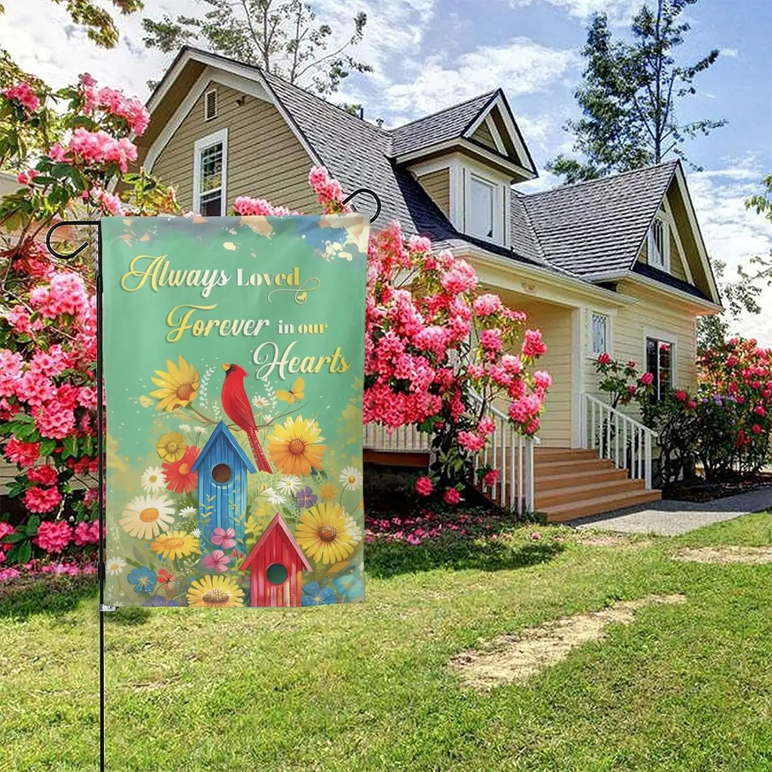 In Loving Memory Flag Funeral Sign Banner Memorial Garden Flag for Outdoor Yard Home Cemetery Bereavement Double Sided Seasonal