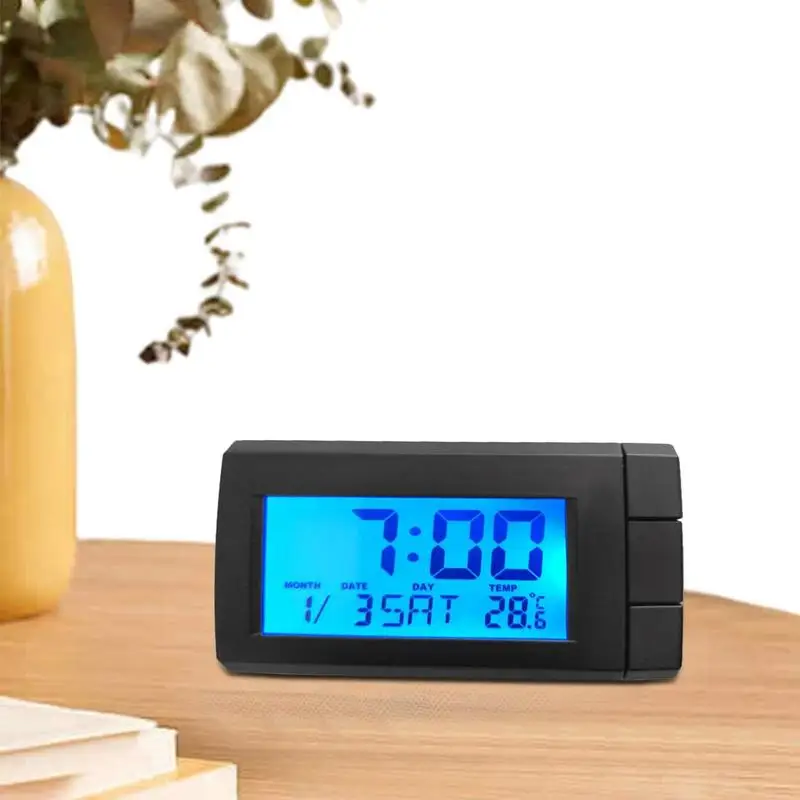 Digital Display Car Clock Thermometer Auto Light Weight Color Display Thermometer Vehicles Inside Outside Temperature Meter