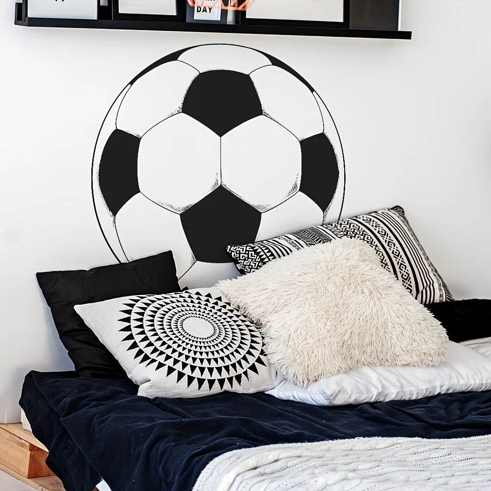 2Pcs Minimalist Black and White Football Sports Wall Stickers, Self-Adhesive Pvc Home Decor DIY Stickers, Suitable for Cabinets, Living Room, Bedroom, Bathroom, Entryway, Doors and Windows, and Wall Decals, Easily Create a Warm and Fun Space, a Creative and Thoughtful Gift for Family, Friends, and Loved Ones