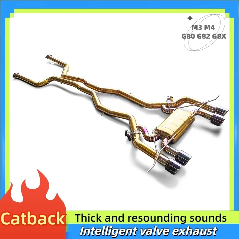 For BMW M3 M4 G80 G82 G8X 3.0T 2021-2023 Catback titanium exhaust Intelligent valve sports exhaust system exhaust pipe