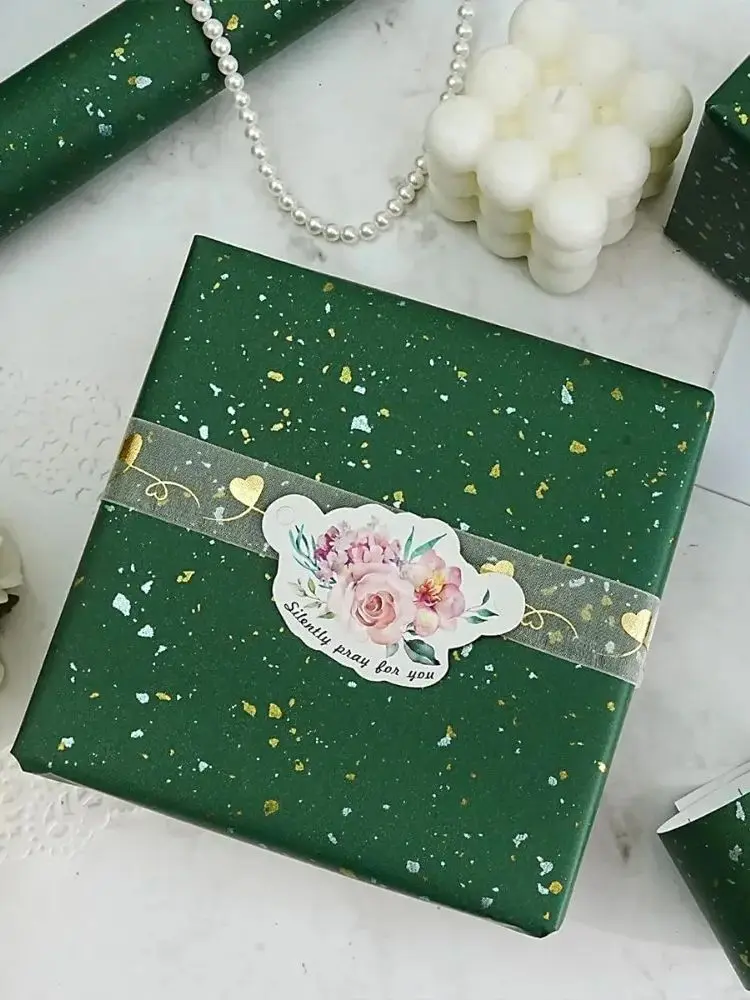 Fragmentiertes grünes Weihnachts-Geschenkpapier – 43 x 300 cm, für festliche Geschenke, Geburtstage und alle Gelegenheiten, festliche Geschenkverpackung – Detail 2