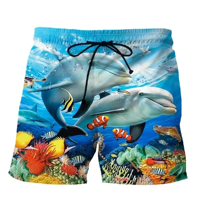 Animal golfinho 3d impresso praia shorts masculino casual moda board shorts troncos de natação crianças calças curtas homem maiô roupas