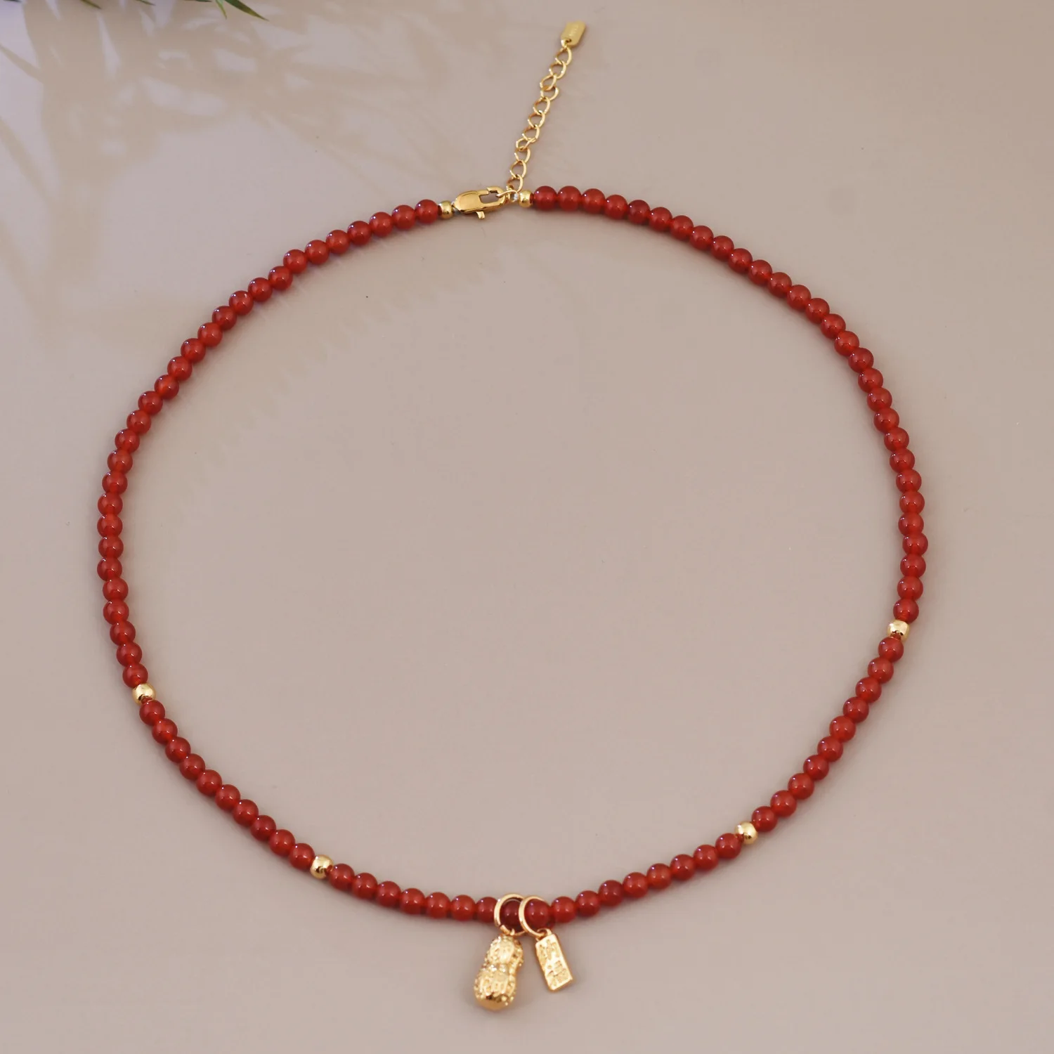 New Chinese Style Natural Stone Red Agate Good Things Happen New Year Light Luxurious Temperament Clavicle Chain Women Versatile