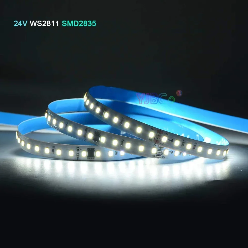 10M 24V WS2811 เดี่ยวสีไล่แสงน้ํา LED Strip 120LED/m SMD 2835 พิกเซลกระแสเงินสดเทปสีขาว/อบอุ่นสีขาวริบบิ้นโคมไฟ