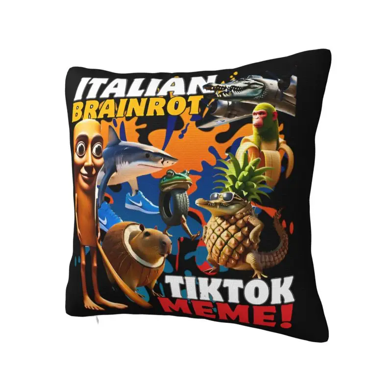 Italian Brainrot Meme Cushion Cover 66x66 cm Polyester Soft Throw Pillow Case For Sofa Chair Decoration Bedding Pillowslip