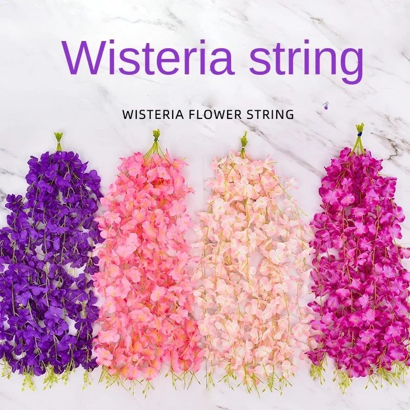 10pcs 50cm Artificial Wisteria Flower Strips Wedding Home Decoration Balcony Room Hanging Plastic Flower Ceiling Flower Vine