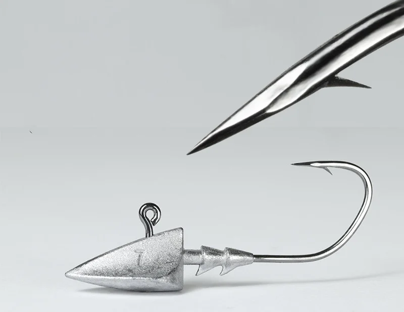 Angeln Jig Kopf Haken 4X Starke Dreieck Blei Kopf T Schwanz Wurm Haken Weiche Köder Angelhaken 20-30 Stück VERKAUF – Detail 3