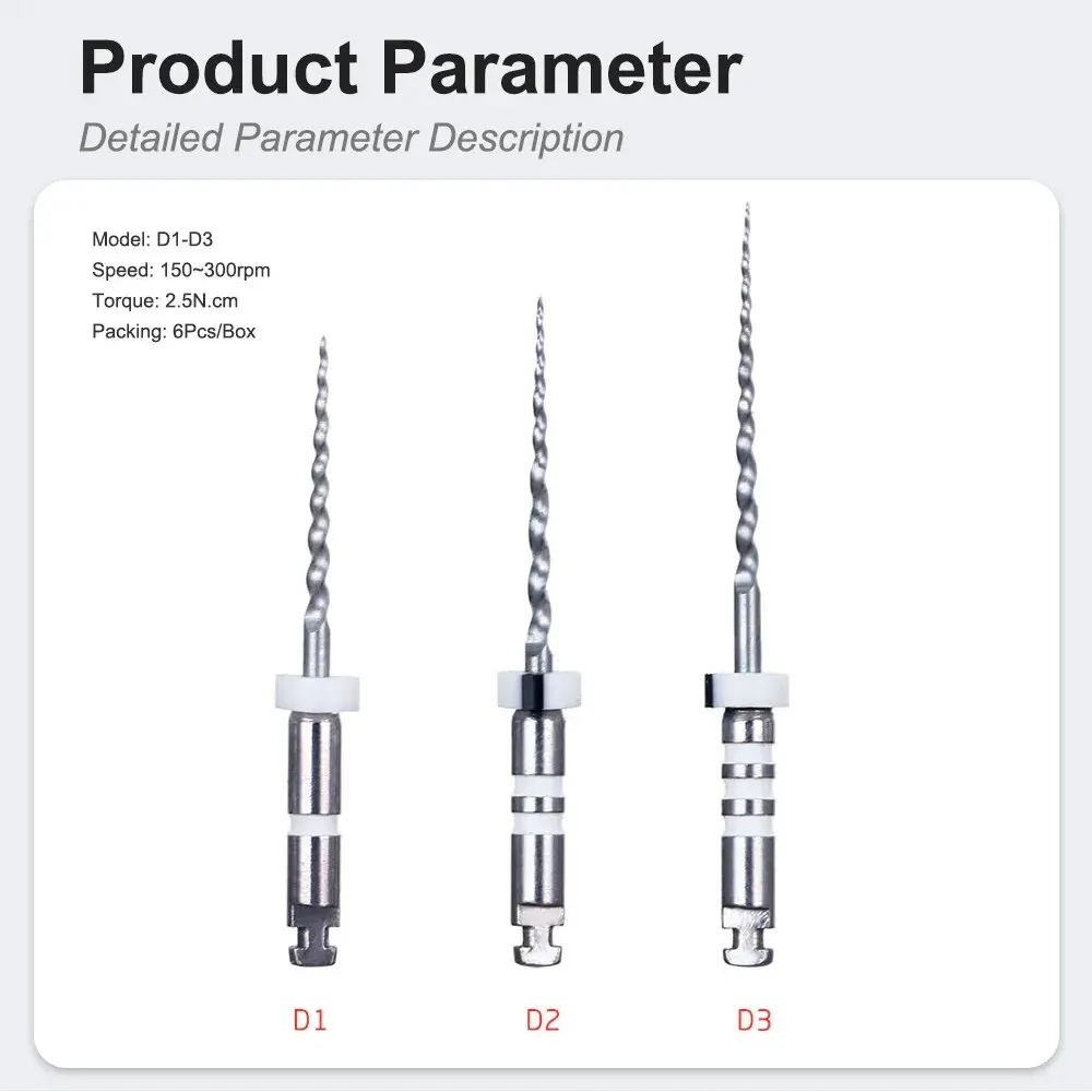 6Pcs/Box Dental Retreatment Engine Root Canal NiTi File Denspay D1-D3 NiTi Super D Rotary Files For Root Canal Cleaning Tools