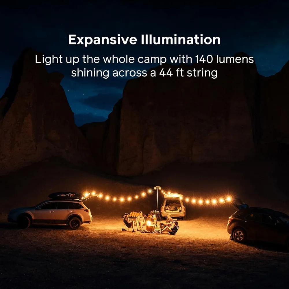 BioLite 44 Fuß solarbetriebene Lichterkette mit 20 langlebigen LED-Lampen in Warmweiß, wasserdichte Außenbeleuchtung mit USB-C-Licht