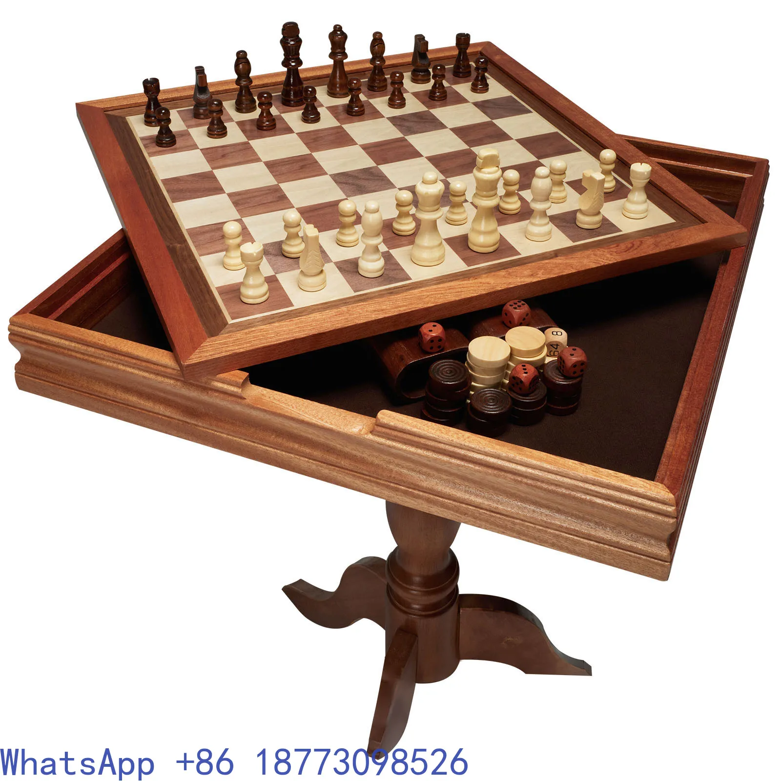 18-inch 3-in-1 Women's Chess Set Backgammon Table Wooden Chess Table