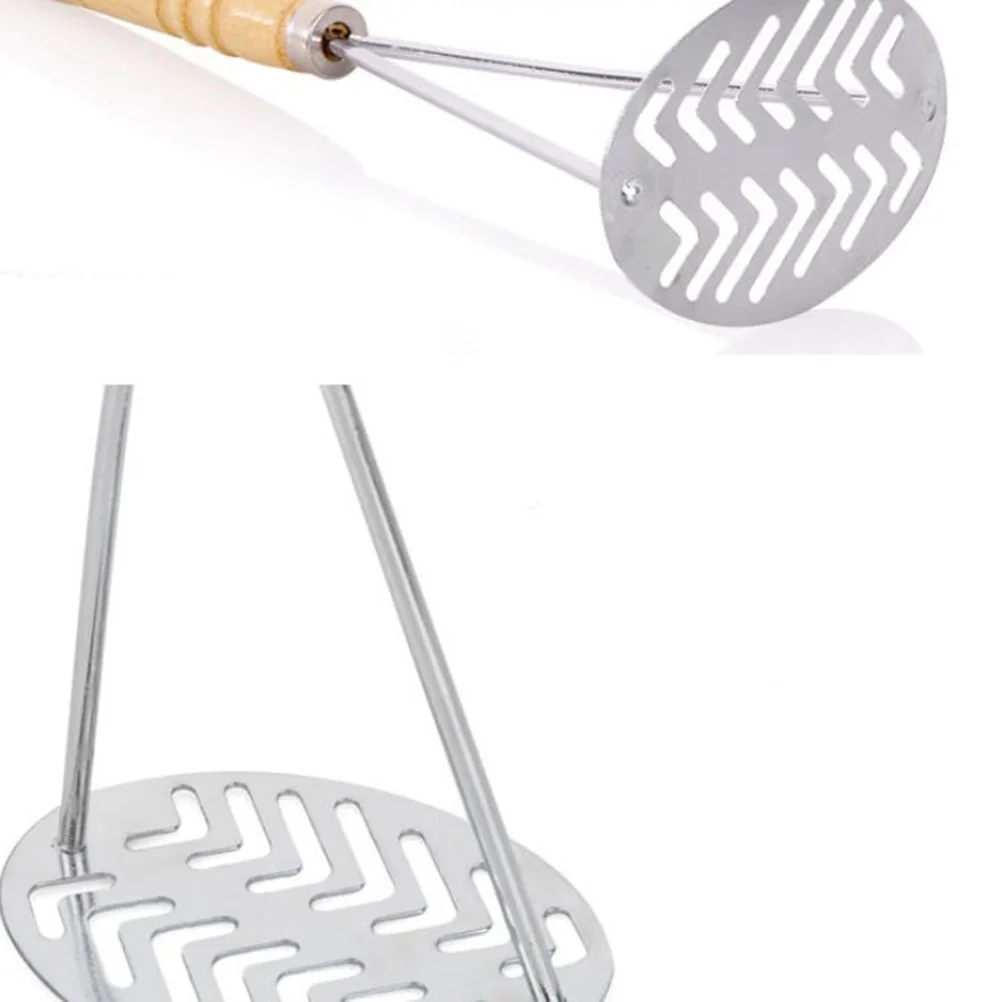 

5Pcs Potato Masher with Wooden Handle Ergonomic Non-Slip Grip for Mashing Vegetables Maker Easy Clean Kitchen