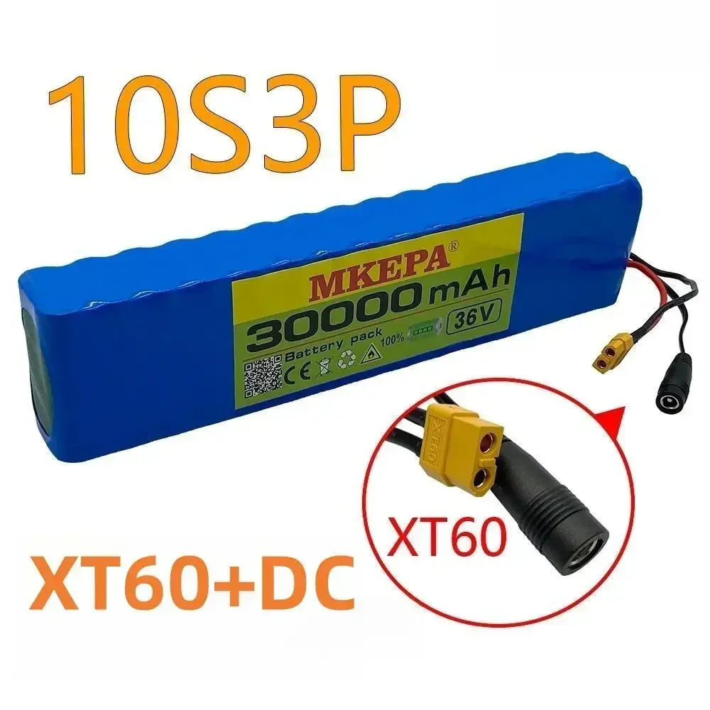 10S3P, 36V, 18650 lithium battery pack, 1000W with BMS modified battery, suitable for bicycles, scooters, and electric vehicles