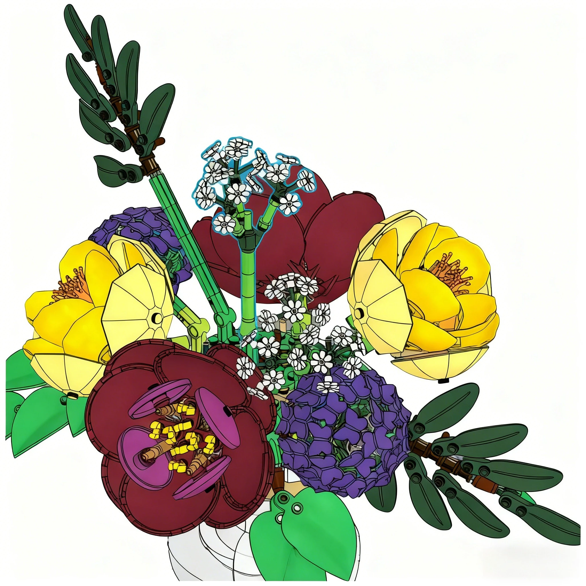 Blumen- und Pflanzendekorationen 10345 Bausteine-Sets, kompatibel mit Legoed-Partikeln, geeignet für Weihnachtsgeschenke, 1161 Stück