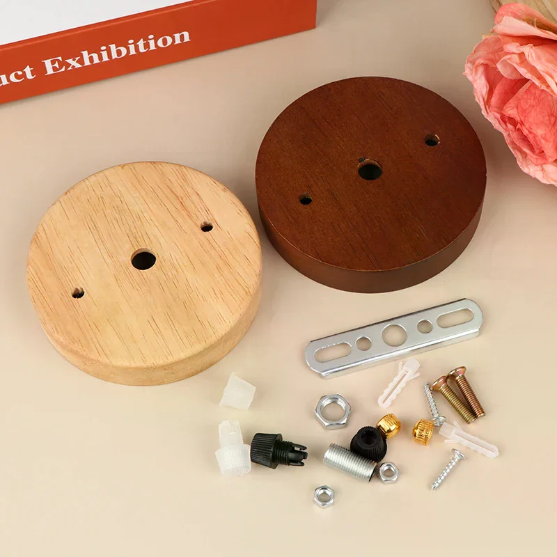 10/12cm Wood Lamp Base Modern Ceiling Plate Wooden Ceiling Holder Pendant Lamp Fitting Chandelier Base DIY Lighting Accessories