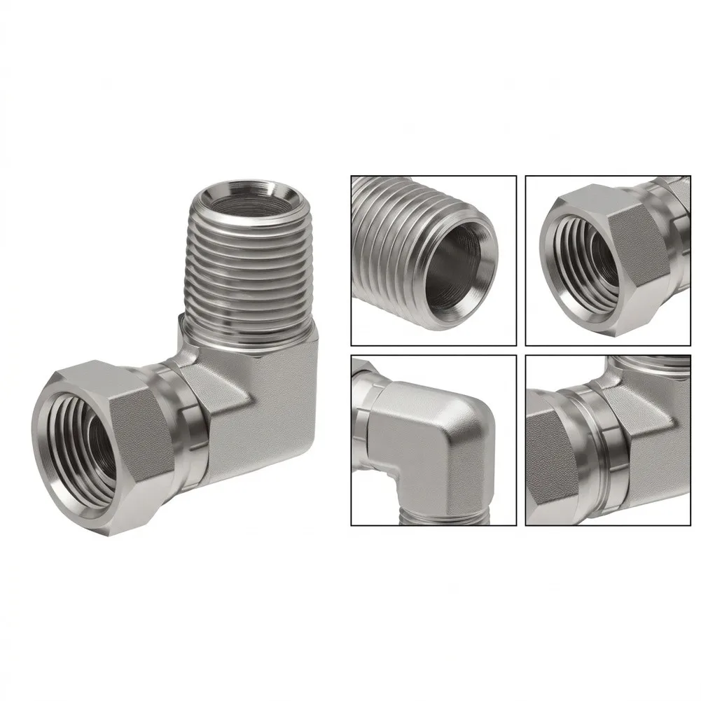 Industrial Grade 90 Deg Swivel Elbow 1/2in NPTF to 1/2in NPSM for SAE J512 1501-08-08 Hydraulic Connection Needs