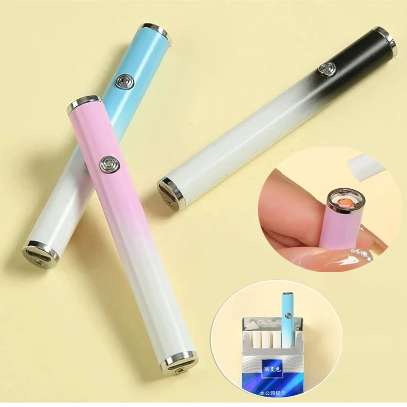 

New Mini Metal USB Charging Windproof Lighter Color Gradient Windproof Tungsten Wire Smoking Accessories Lighter Gift