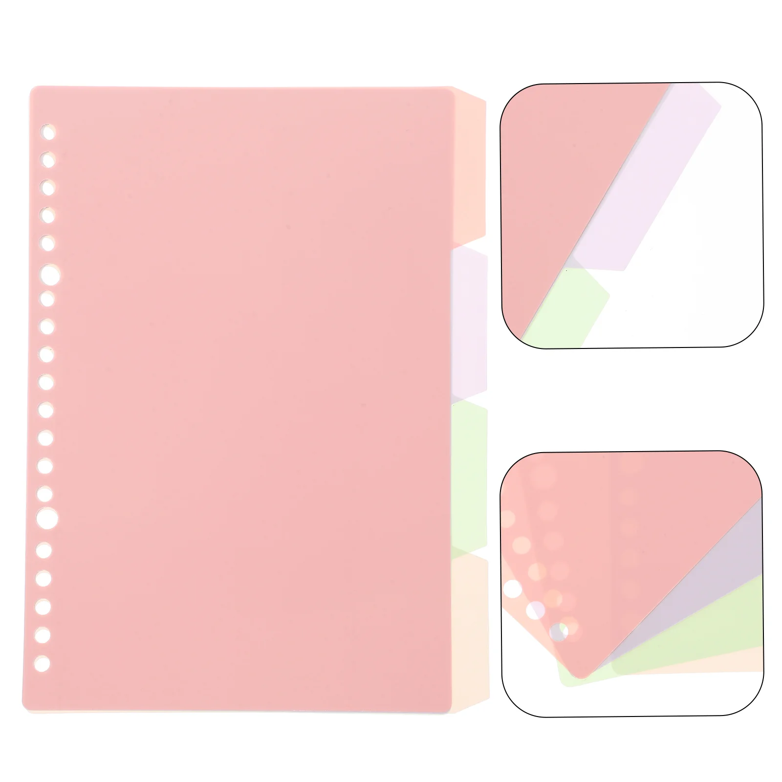 Separador de hojas sueltas, divisores Pastel, cuadernos, carpeta inteligente para Campus, anillo inteligente, carpetas rosas claras, decoraciones Pp, 4 Uds.
