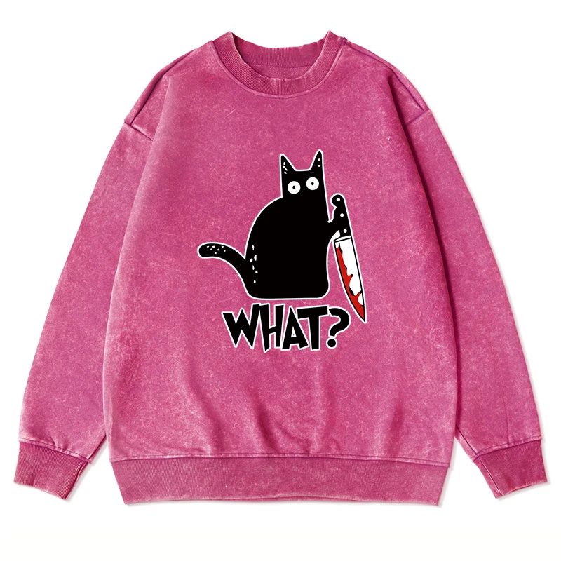 What Cat Hoodie Men Harajuku Leisure Comfy Washed Hoodies Fashion Casual Sweatshirts Autumn Fit Male Sportswears New Product