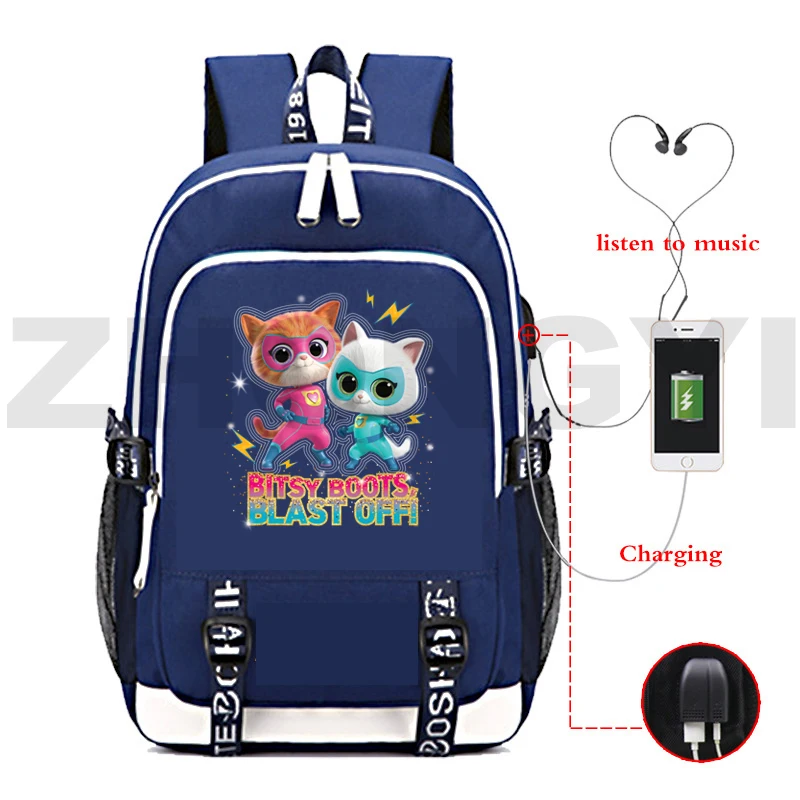 Sac à dos Anime Smile Kitties de grande capacité pour femmes, sac à dos antivol, type USB, sacs d'école de voyage pour ordinateur portable, collège