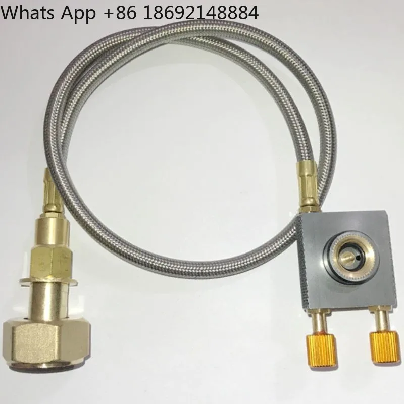 Outdoor burner cassette long flat gas tank inflation valve adapter
