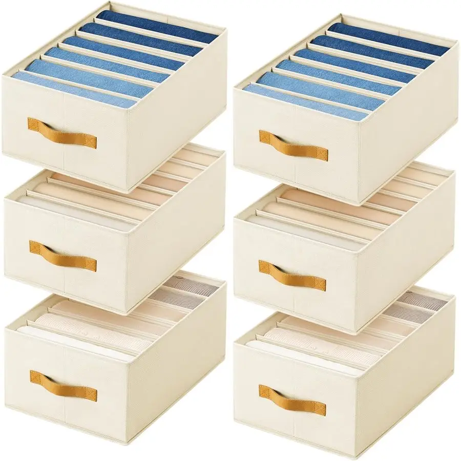 

Large Wardrobe Clothes Organizer, 6Packs Fabric Closet Storage Organizer with Handles, Foldable Closet Organizers Dividers for