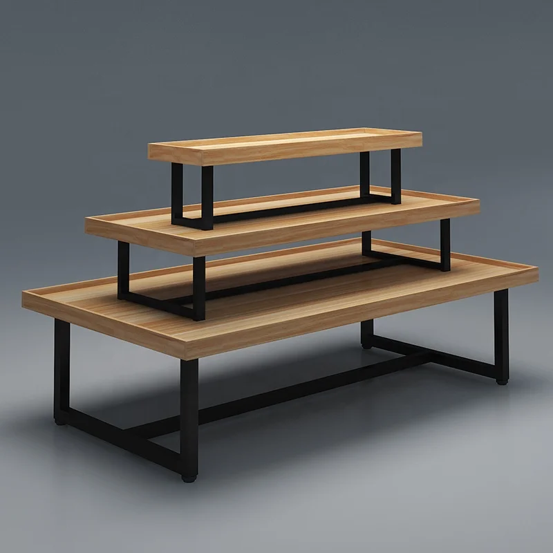 

custom.Boutique Store New Design Wood Retail Display Rack Stylish Clothing Display Rack