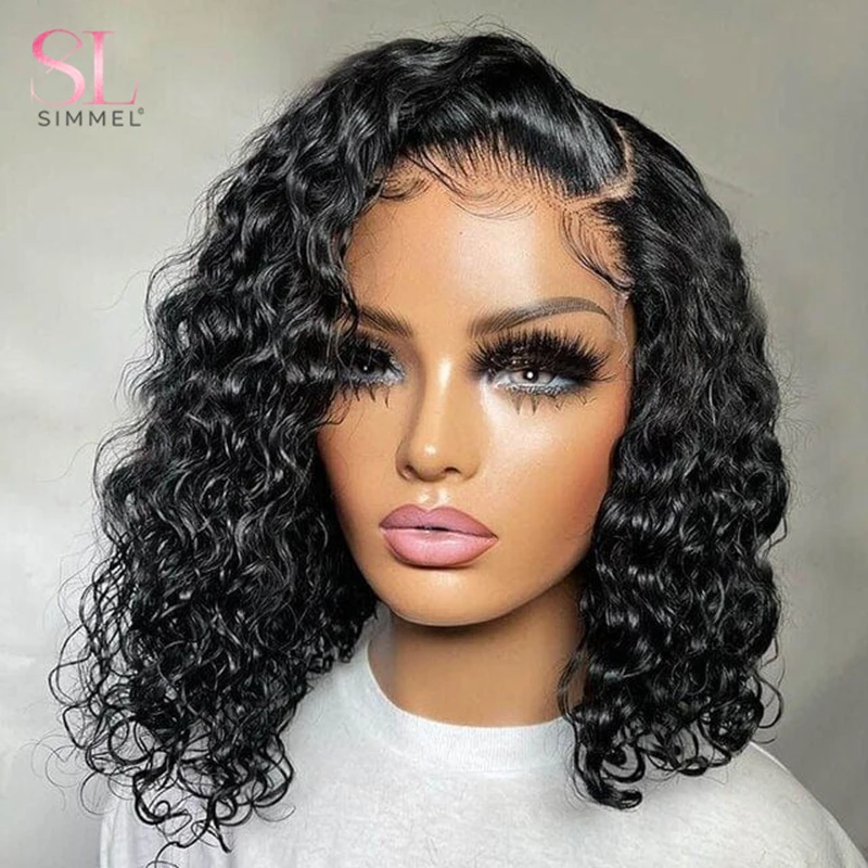 Water Wave Bob Pruik Kant Front Human Hair Pruiken Voor Vrouwen Brazilian Human Hair Pruik Zijdeel Body Wave Korte Bob Pruiken Op Klaring