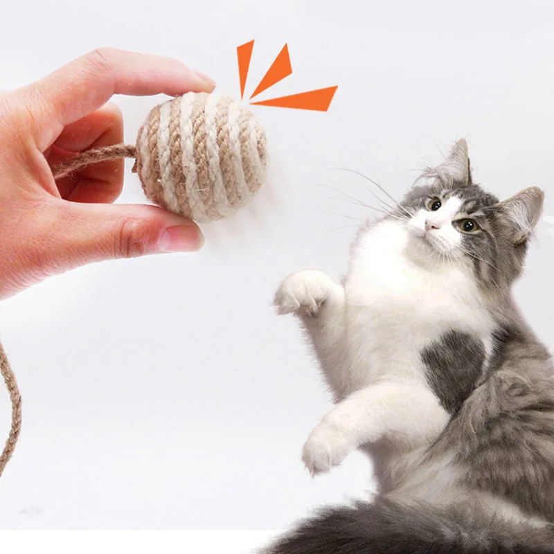 Colorful Sisal Rope Weave Ball Teaser Play Balls Pet Cat Interactive Indoor Balls Scratch Proof unting Instinct Chase