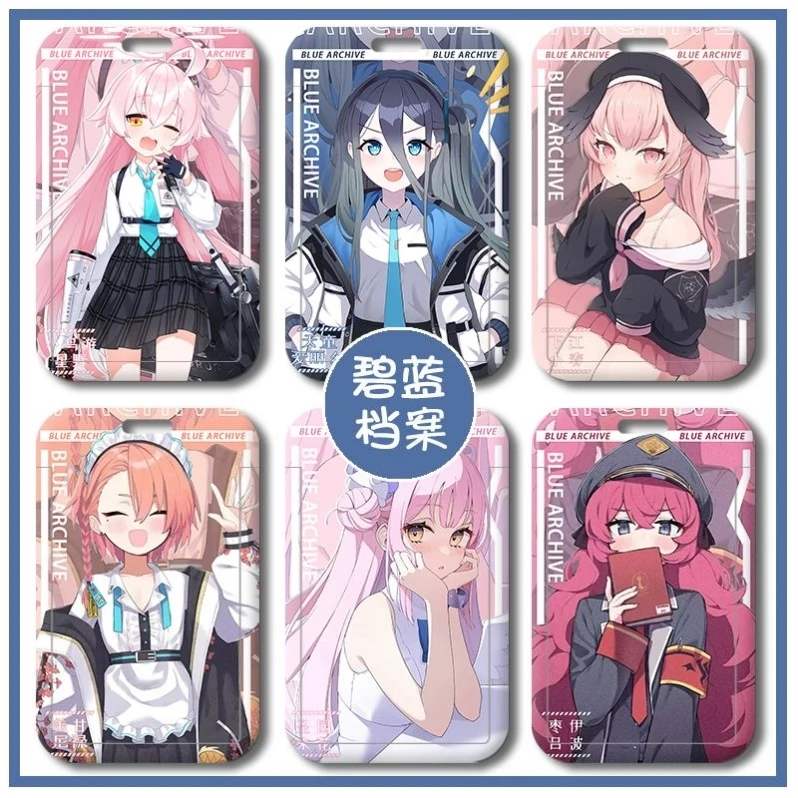 Blue Archive Takanashi Hoshino Shimoe Koharu Natsume Iroha Anime Cover Student Meal Badge ID Card Holder