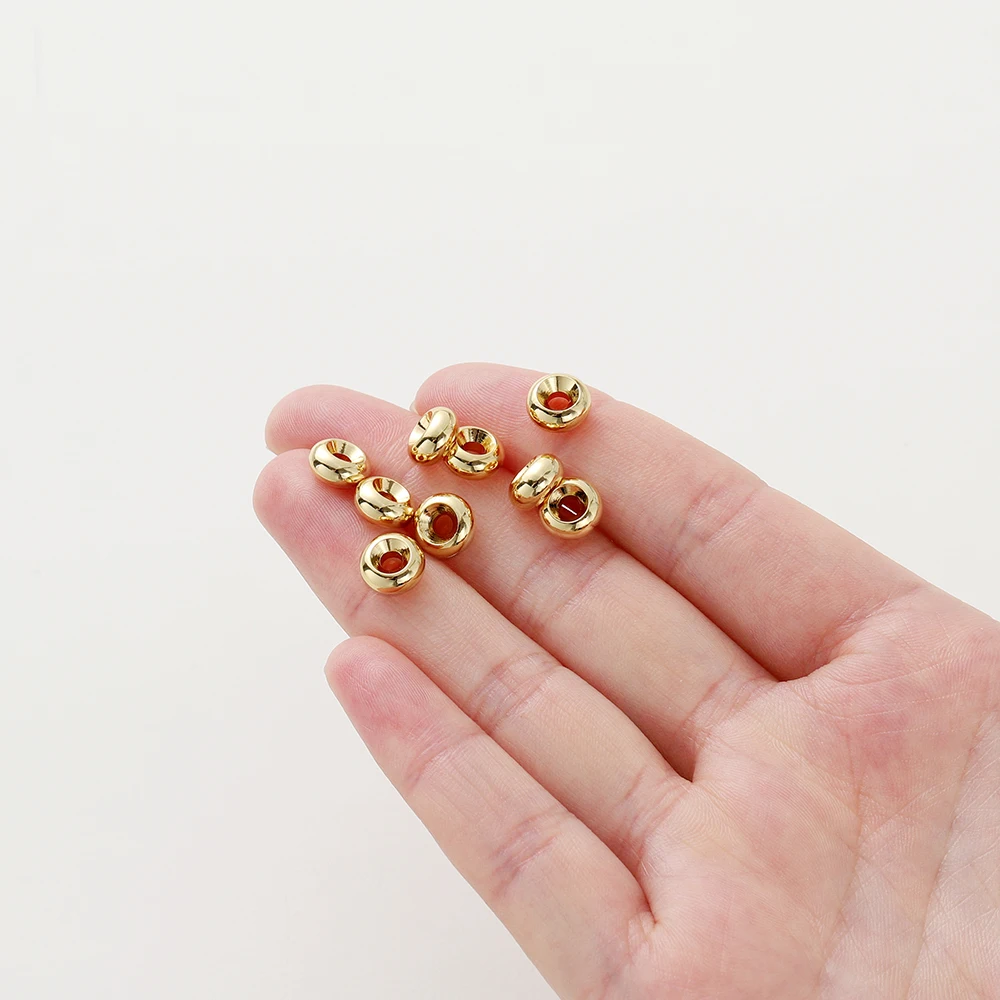 5-20Pcs 14K/18K Gold Plated Flat 4/5/6/8mm Spacer Beads for Necklace Bracelet Jewelry Making Beads Accessories Findings image 5