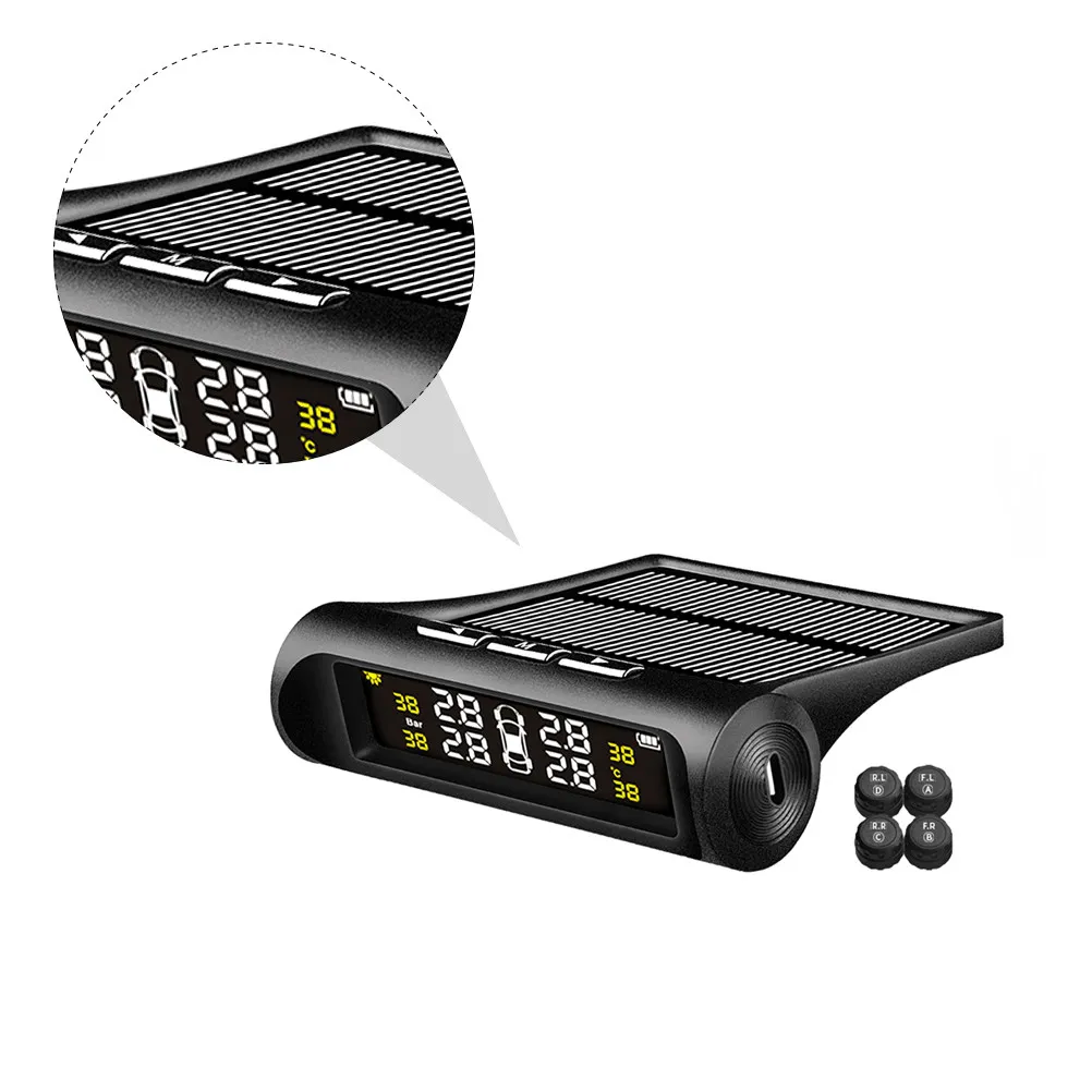 

Wireless Solar Power Tire Pressure Monitor High Precision Real Time Display Four Wheels Tire Pressure Monitoring System