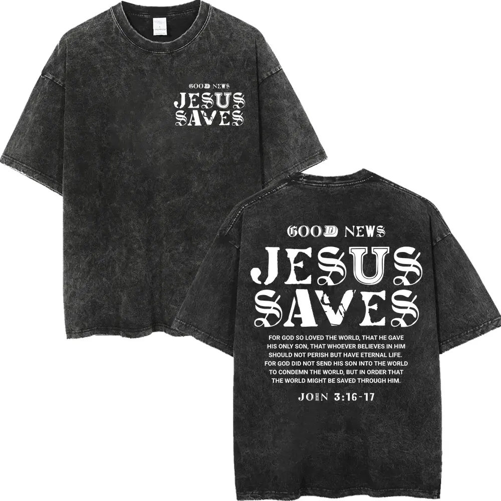

Vintage Washed Christian Jesus Bible Verse Merch T Shirt Streetwear Oversized T-shirt Men Women Casual Fashion Cotton T-shirts
