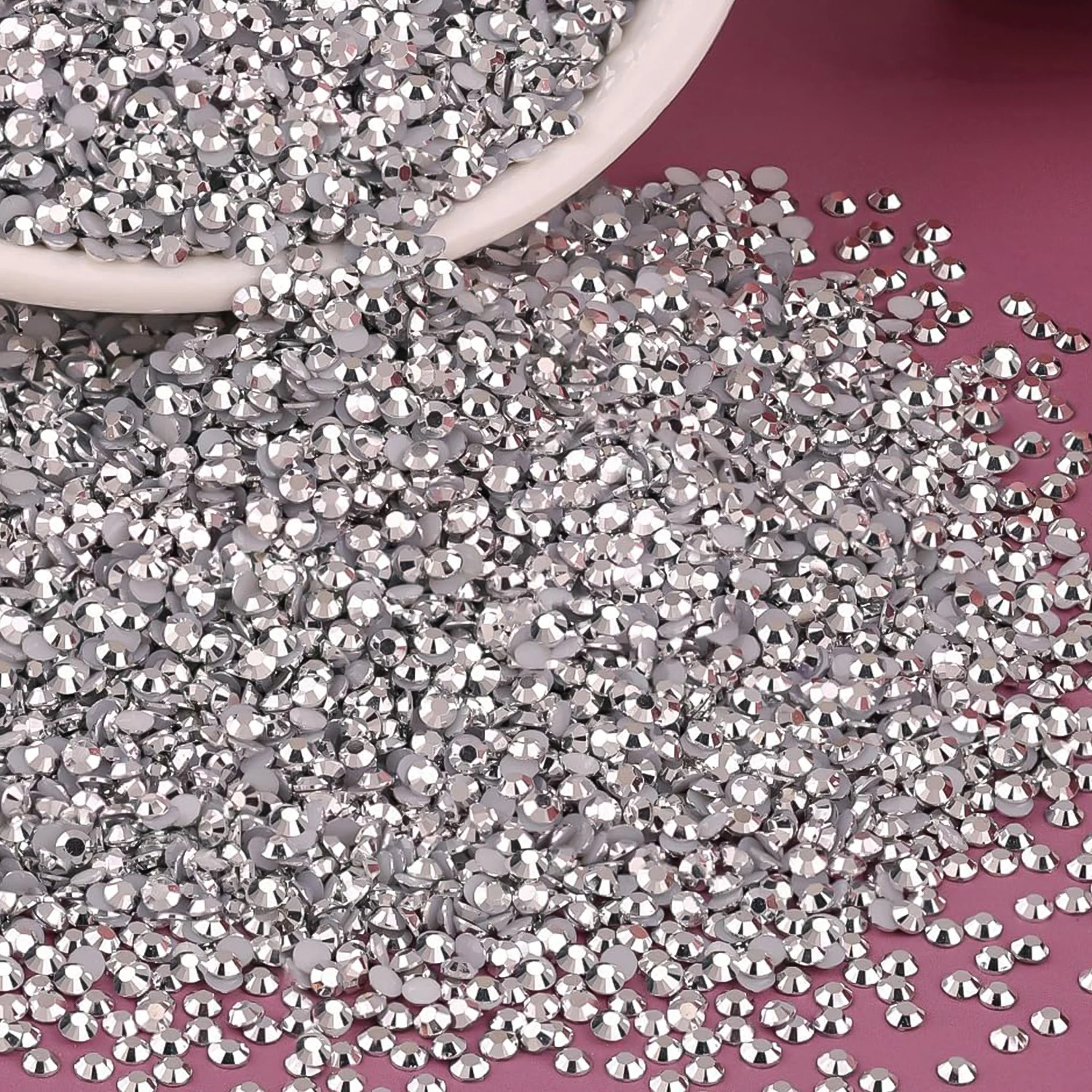 Silberne Flatback-Harz-Jelly-Strass-Steine 2mm 3mm 4mm 5mm 6mm – Künstliche Edelsteinperlen für Bastelarbeiten, DIY-Nagelkunst und Charms-Zubehör – Detail 2