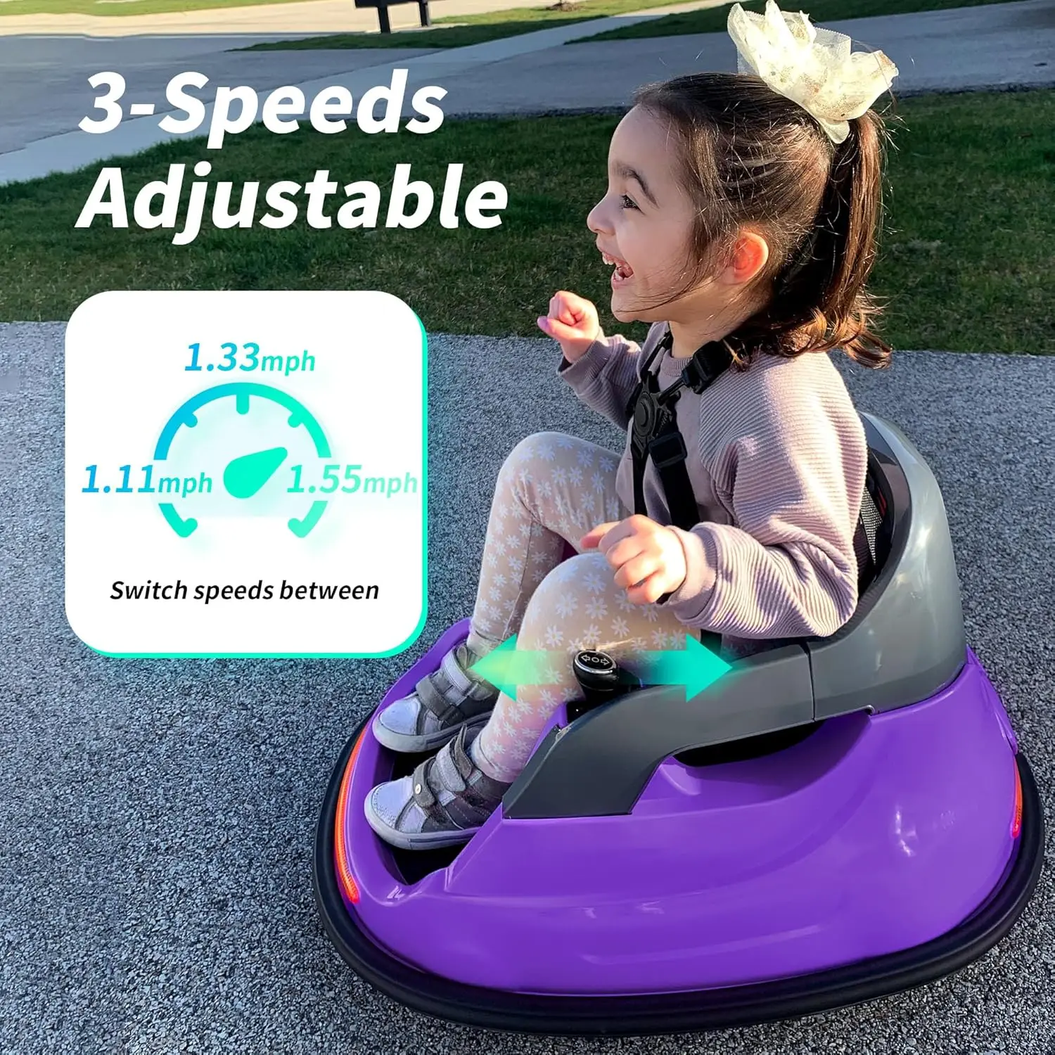 Carro de pára-choque para bebês, carro de pára-choque elétrico infantil de 6V para crianças com controle remoto, Bluetooth - Roxo