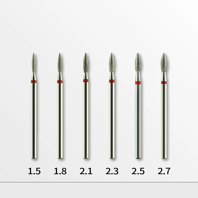 

Super Fine Diamond Nail Drill Bits Flame Shape Russian Mills Cuticle Clean Burr Electric Manicure Drills Nails Accessories